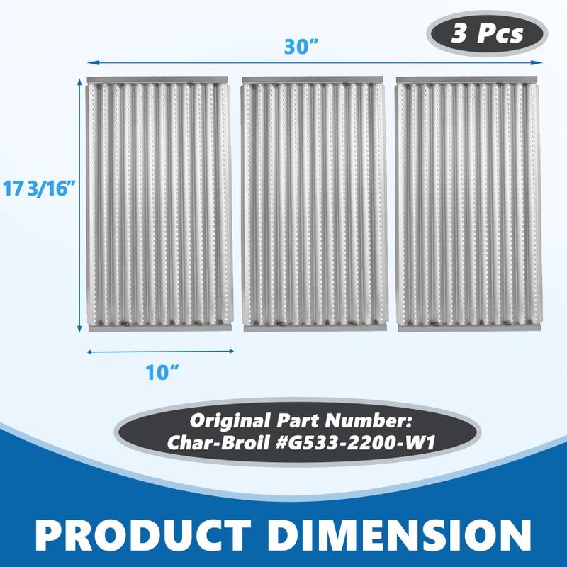 SafBbcue 3 Pack Stainless Steel G533-2200-W1 True Infrared Grill Emitter Plates for Charbroil 463242715 463242716 463276016 466242715 466242815 463257520 17 Inch Replacement Grill Emitter Grates Parts - Image 2